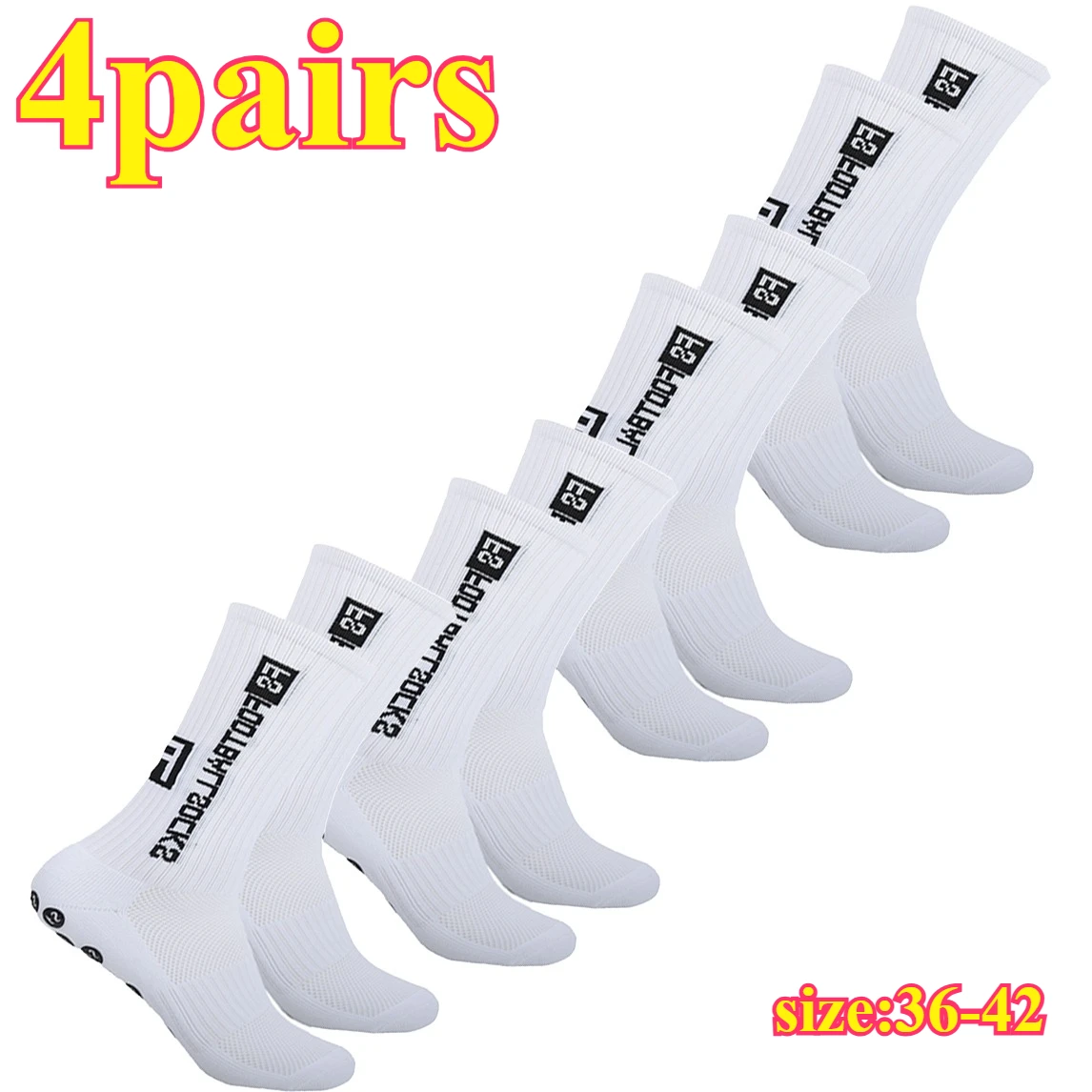 Sporty 4-Pack Football Socks with Grip 4 Sporty 4-Pack Football Socks with Grip - Image 4