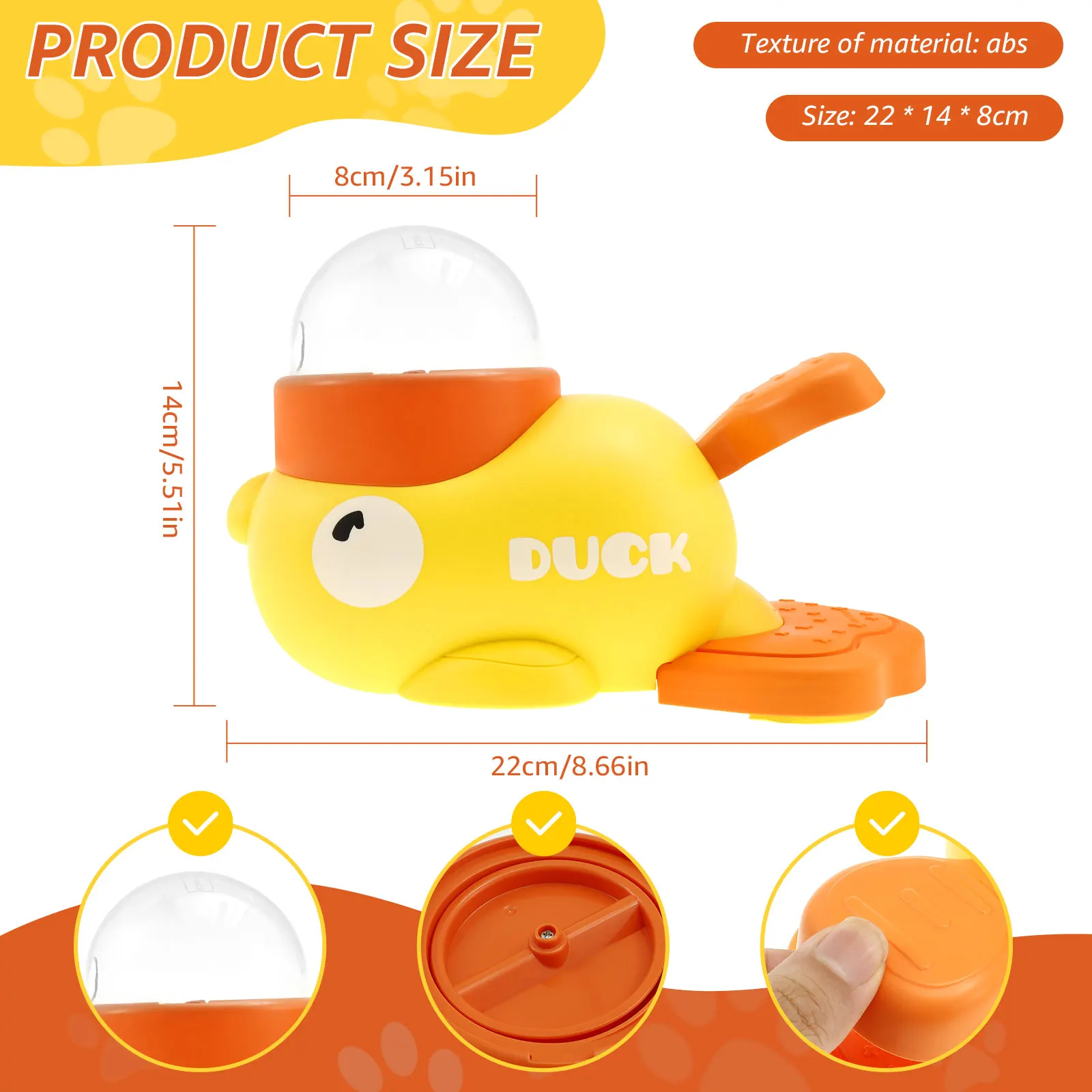 Yellow Duck-Shaped Pet Feeder for Small Animals 6 Yellow Duck-Shaped Pet Feeder for Small Animals - Image 6