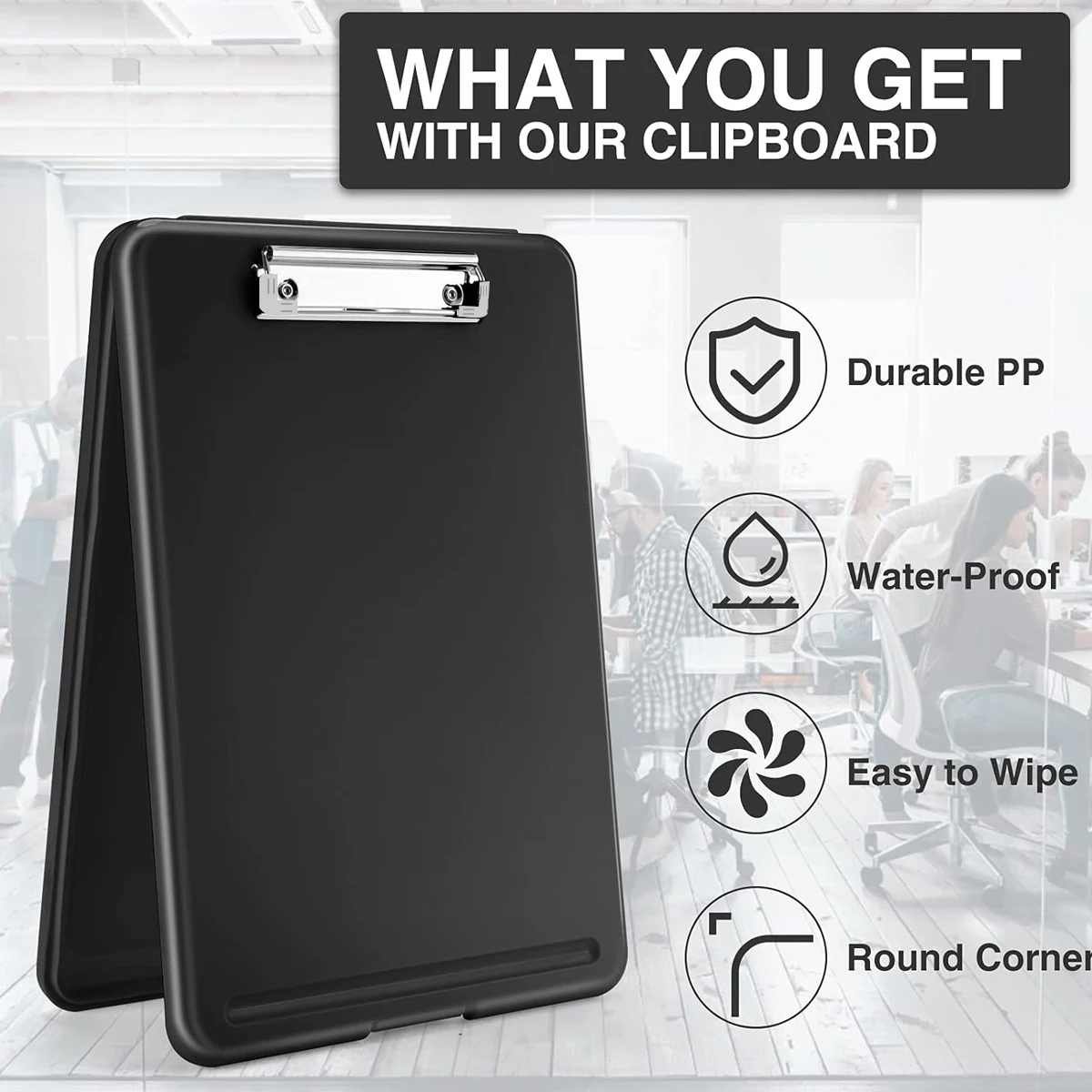 Black Foldable Clipboard with Storage 3 Black Foldable Clipboard with Storage - Image 3