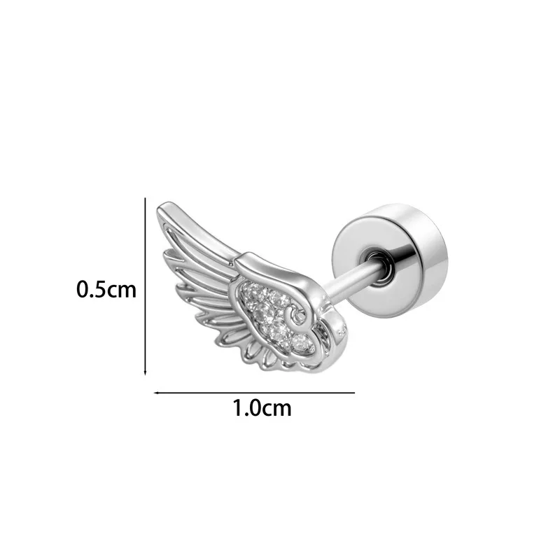 Silver Wing Stud Earrings with Crystal Embellishments 3 Silver Wing Stud Earrings with Crystal Embellishments - Image 3