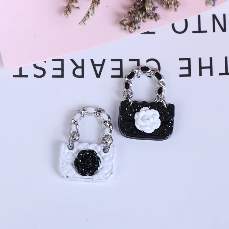 Miniature Dollhouse Handbag in Black and White 2 Miniature Dollhouse Handbag in Black and White - Image 2