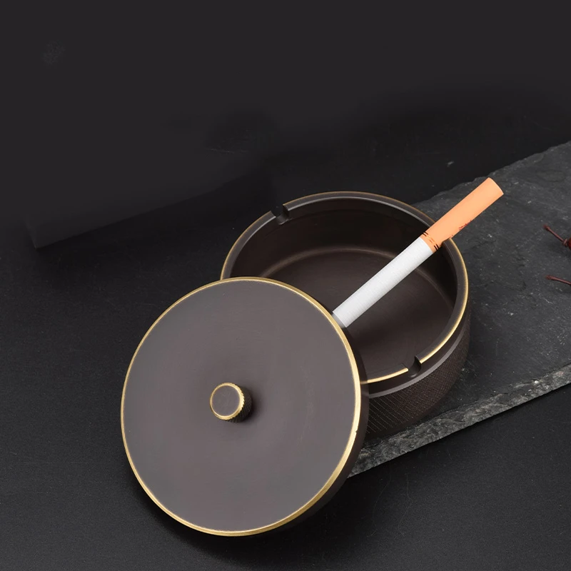 Brass Ashtray with Optional Lid - Modern Design 2 Brass Ashtray with Optional Lid - Modern Design - Image 2