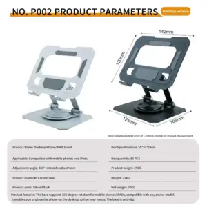 Black Foldable Aluminum Tablet Stand for iPad 11 Sf7d1929a652d491e862920d90e86c0b0h