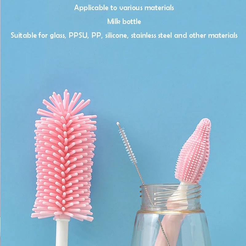 Silicone Baby Bottle Cleaning Set with 3 Brushes 4 Silicone Baby Bottle Cleaning Set with 3 Brushes - Image 4