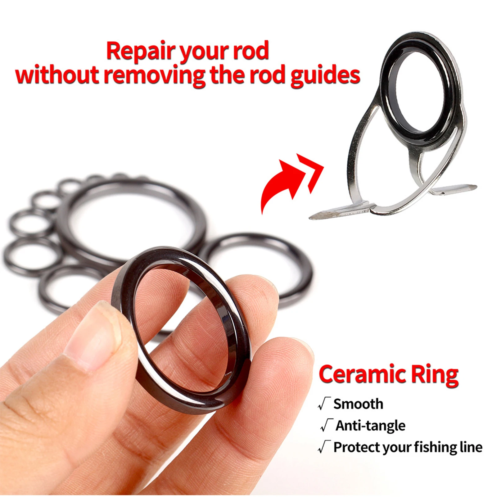 Fishing Rod Guide Repair Kit with Ceramic Rings 4 Fishing Rod Guide Repair Kit with Ceramic Rings - Image 4