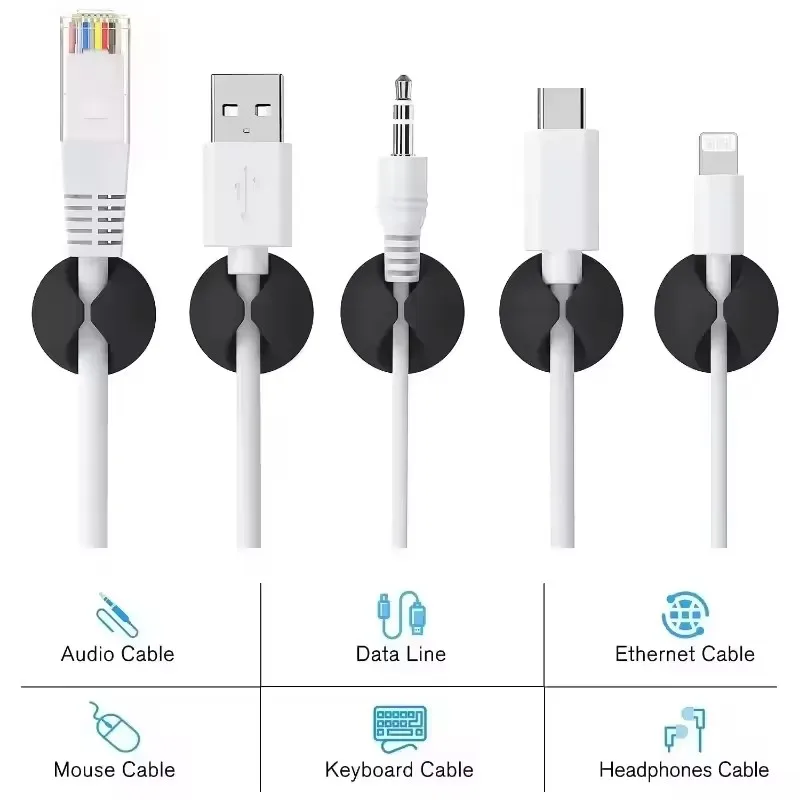 Mini Silicone Cable Winders with Adhesive Set of 5-50 4 Mini Silicone Cable Winders with Adhesive Set of 5-50 - Image 4