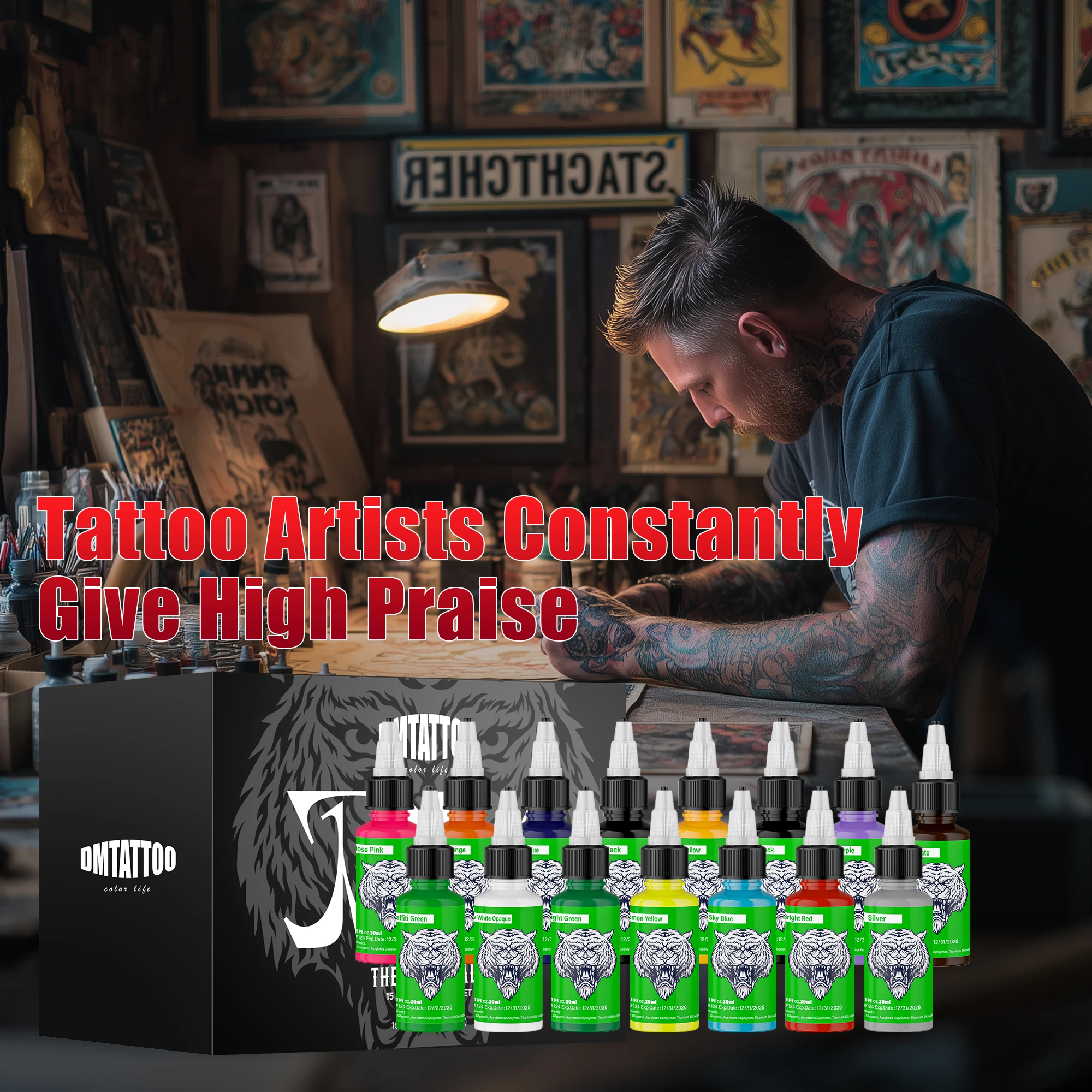 Vibrant DM Tattoo Ink Set – 14/15 Colors 5 Vibrant DM Tattoo Ink Set – 14/15 Colors - Image 5