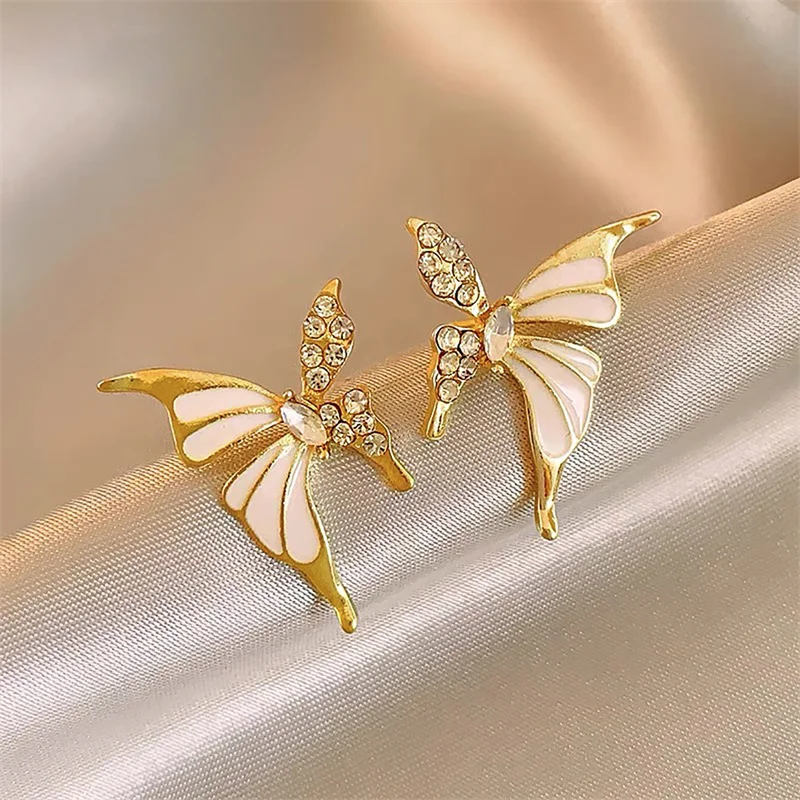 Vintage Butterfly Stud Earrings with Crystal Zircon 10 Vintage Butterfly Stud Earrings with Crystal Zircon - Image 10