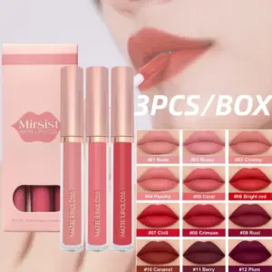 Nude Lip Gloss Set with 3 Long-Lasting Shades