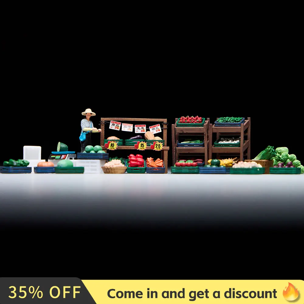 Miniature Vegetable Stand Scene Set for Dioramas 1 Miniature Vegetable Stand Scene Set for Dioramas