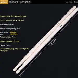 41 cm Maple Drumsticks with Wooden Tips 8 Sfb60189d49944bb488d5463096afa03cT