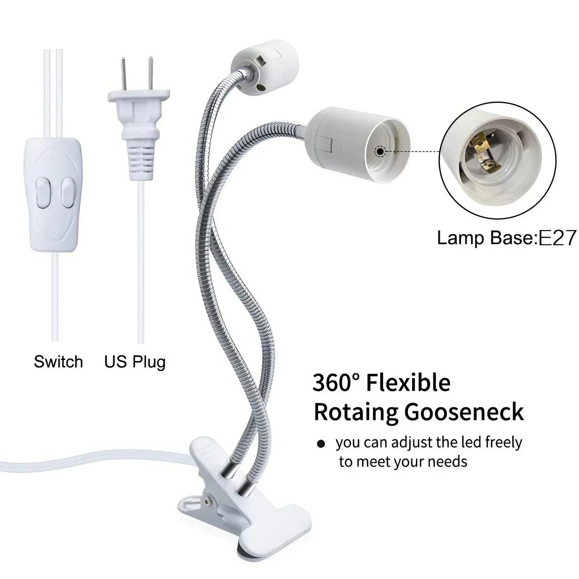 Dual-Head E27 Adjustable LED Light Socket 2 Dual-Head E27 Adjustable LED Light Socket - Image 2