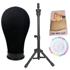 22-Inch Soft Canvas Wig Head with Adjustable Stand