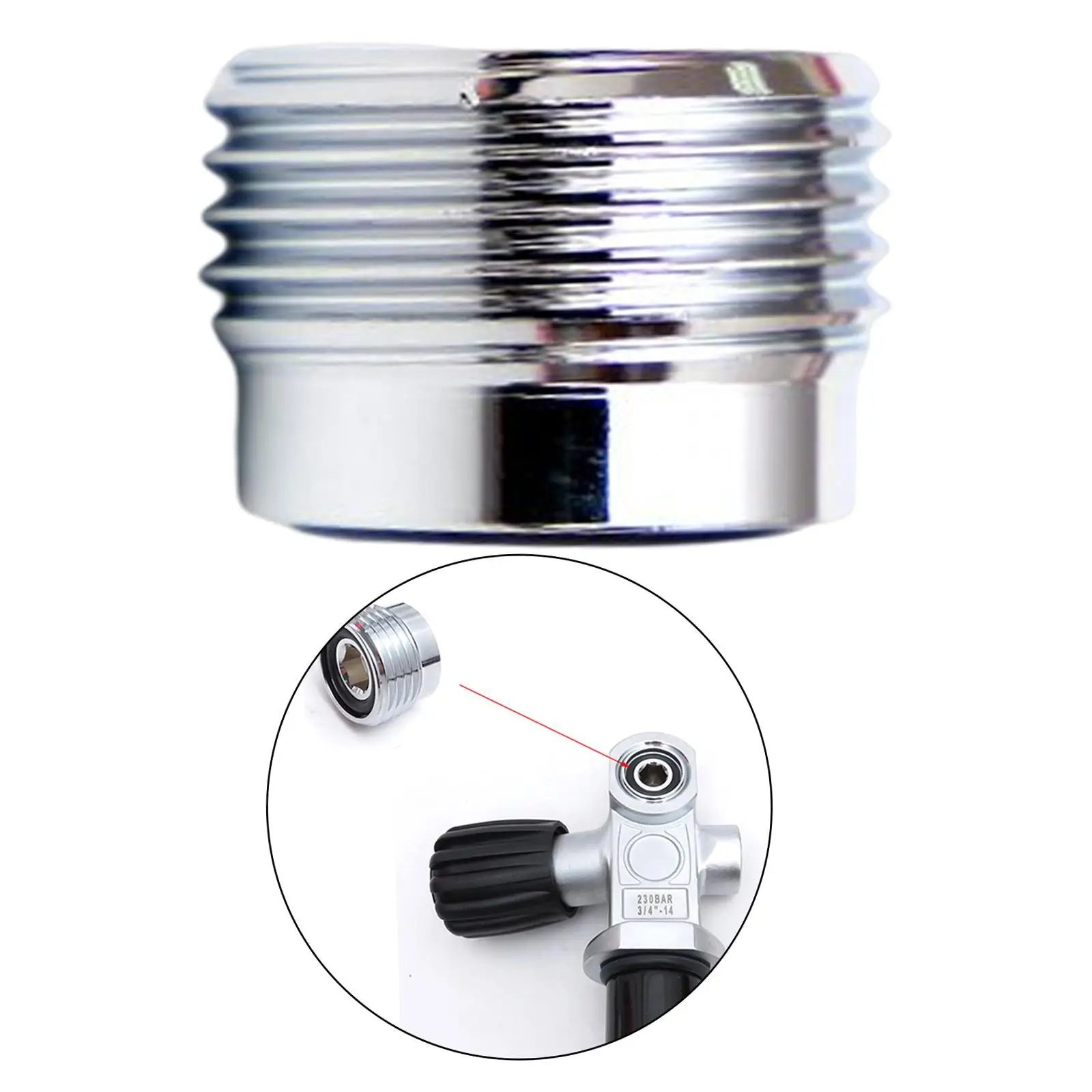 MagiDeal Chrome Brass Dive Adapter for DIN to Yoke 6 MagiDeal Chrome Brass Dive Adapter for DIN to Yoke - Image 6