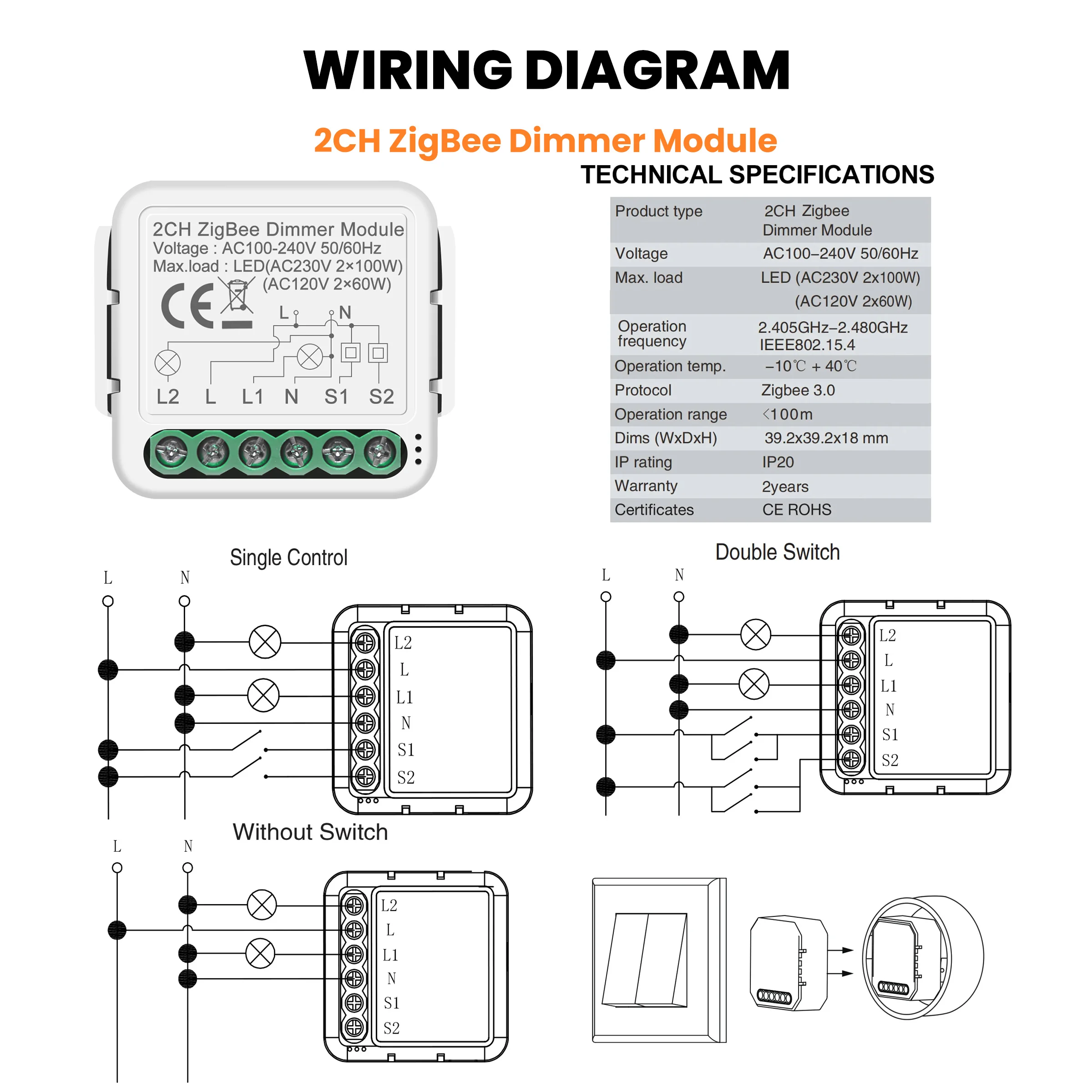 Smart ZigBee & Wi-Fi Dimmer Switch Module 10A 4 Smart ZigBee & Wi-Fi Dimmer Switch Module 10A - Image 4