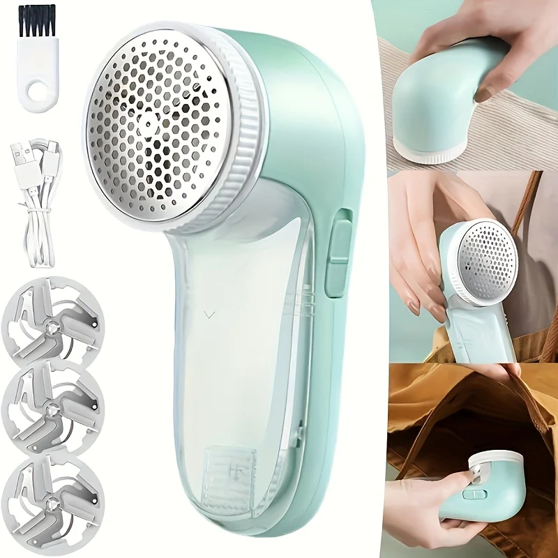 Mint Green USB Rechargeable Fabric Lint Remover 1 Mint Green USB Rechargeable Fabric Lint Remover