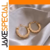Gold Steel Hoop Earrings with Geometric Design