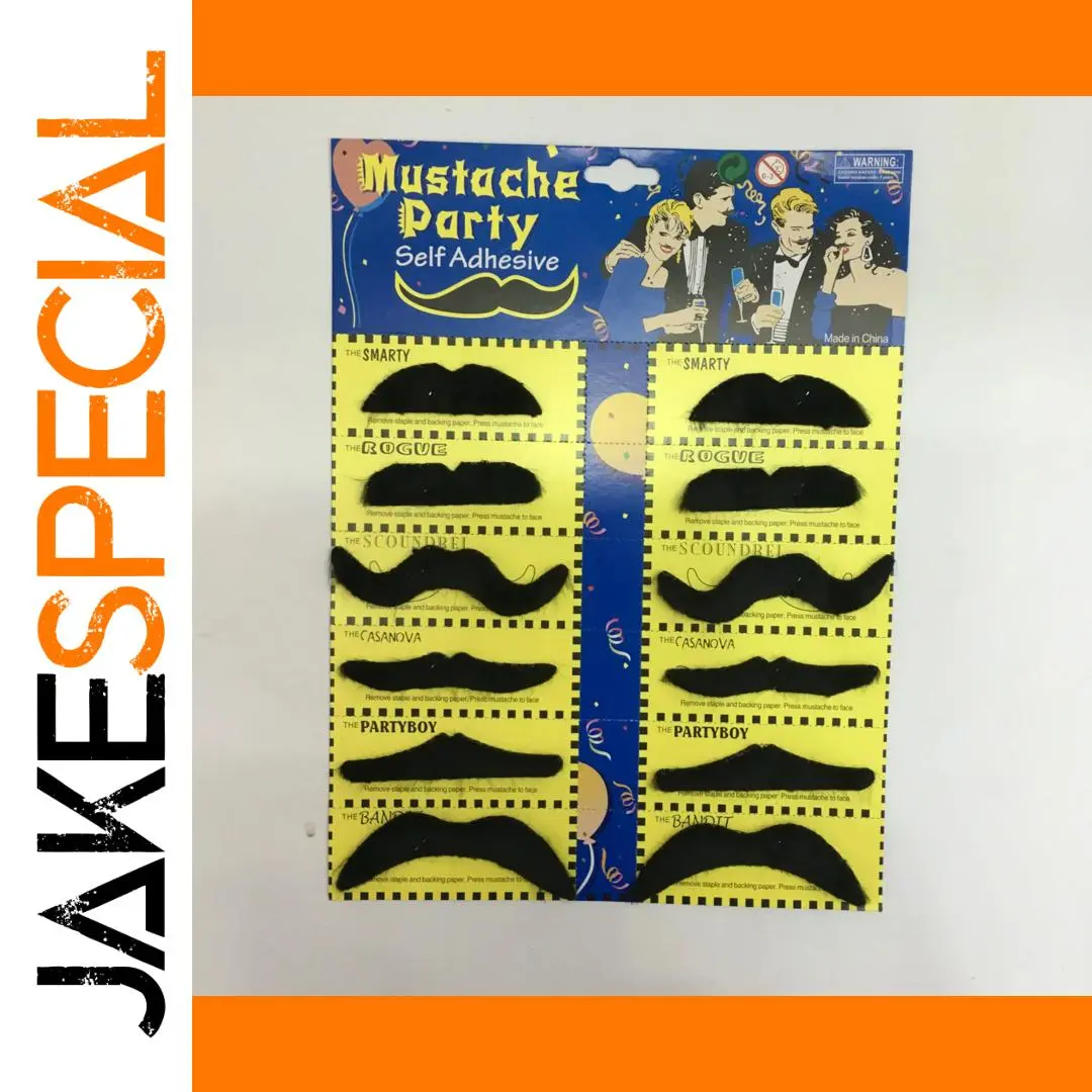 Set of 12 Self-Adhesive Fake Mustaches for Parties 1 Set of 12 Self-Adhesive Fake Mustaches for Parties