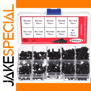 280-Piece M3 Hex Socket Screw and Nut Set