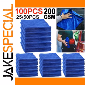 Bright Blue Microfiber Car Cleaning Cloths Set