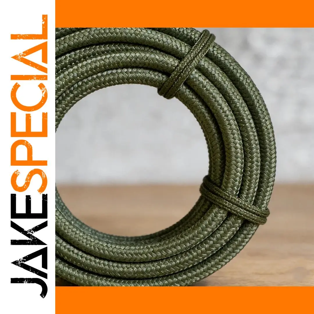 Army Green Braided Nylon Cord, 10mm x 1m 1 Army Green Braided Nylon Cord, 10mm x 1m