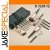 Green 14-Piece Makeup Brush Set with Storage Case