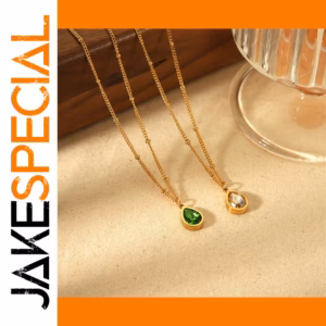 Vintage Stainless Steel Waterdrop Pendant Necklace