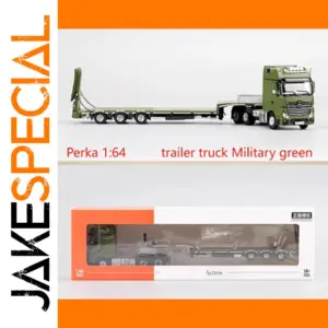 Military Green Diecast Truck Trailer Model 1:64 Scale