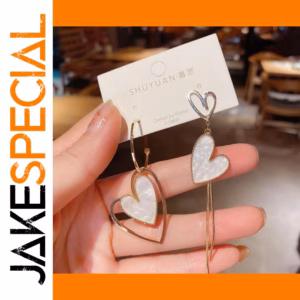 Asymmetric Heart Earrings with Tassels for Women