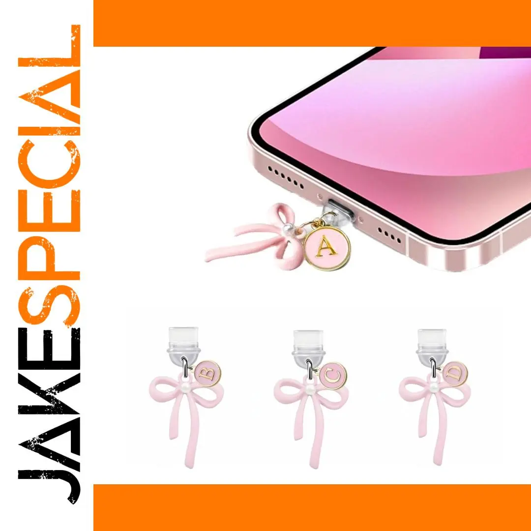 Pink Bow Typc-C Dust Plug with Personalized Letter 1 Pink Bow Typc-C Dust Plug with Personalized Letter