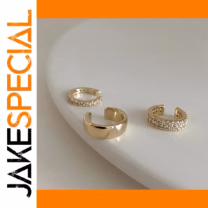 Gold-Tone Clip Earrings Set with Zircon Stones