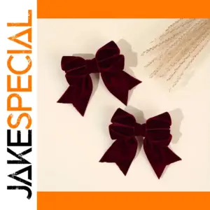 Burgundy Velvet Bow Hair Clips Set for Girls