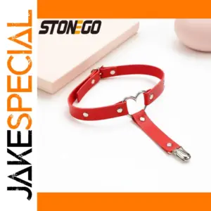 Red Faux Leather Garter Belt for Adults