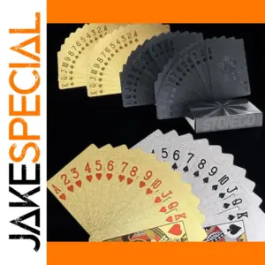 Waterproof 55-Card Playing Card Set in Gold, Silver & Black