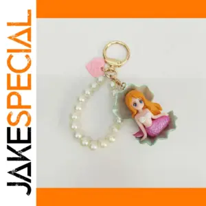 Mermaid Charm Keychain with Pearl Chain