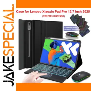 Black TPU Tablet Case with Keyboard for Lenovo Xiaoxin Pad Pro 12.7-inch 2025