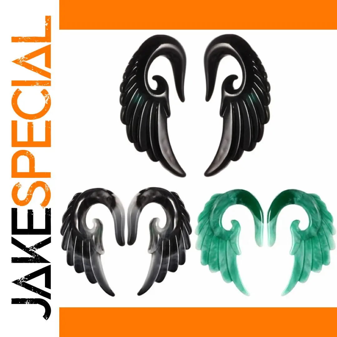 Angel Wing Acrylic Ear Gauges 3mm-12mm 1 Angel Wing Acrylic Ear Gauges 3mm-12mm