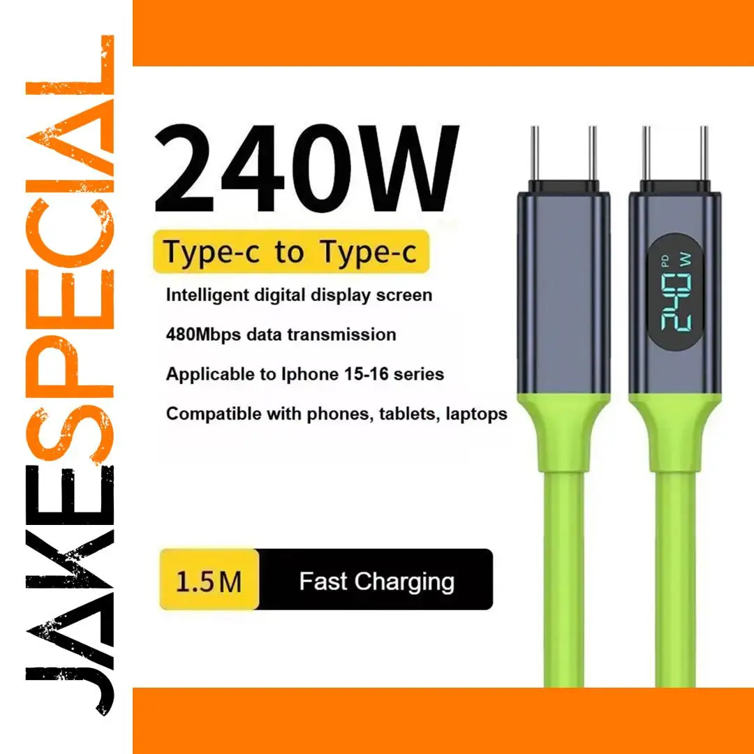240W USB-C Charging & Data Cable with LED Display 1 240W USB-C Charging & Data Cable with LED Display