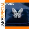 Silver Butterfly Copper Ring with Cubic Zirconia