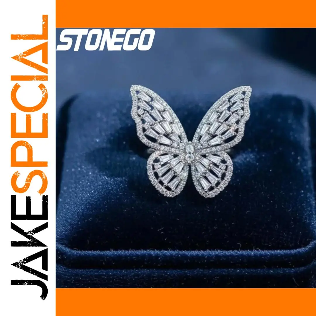 Silver Butterfly Copper Ring with Cubic Zirconia 1 Silver Butterfly Copper Ring with Cubic Zirconia