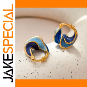 Blue Enamel Hoop Earrings by HYFAD