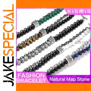 Men's Stainless Steel Beaded Bracelet with Color Options