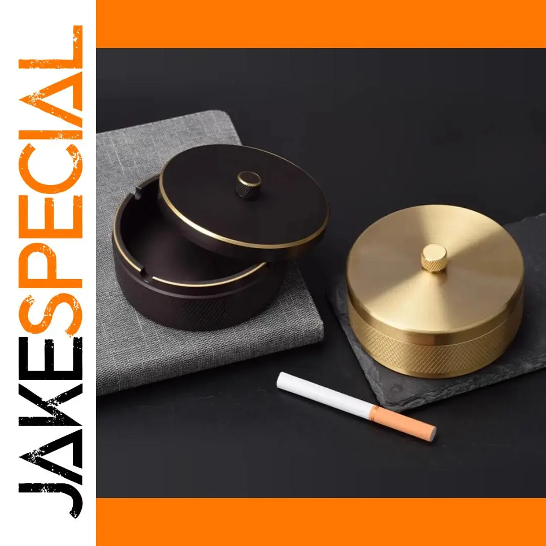 Brass Ashtray with Optional Lid - Modern Design 1 Brass Ashtray with Optional Lid - Modern Design