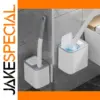 Wall-Mounted Disposable Toilet Brush System in White & Gray
