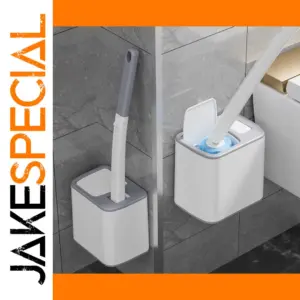 Wall-Mounted Disposable Toilet Brush System in White & Gray