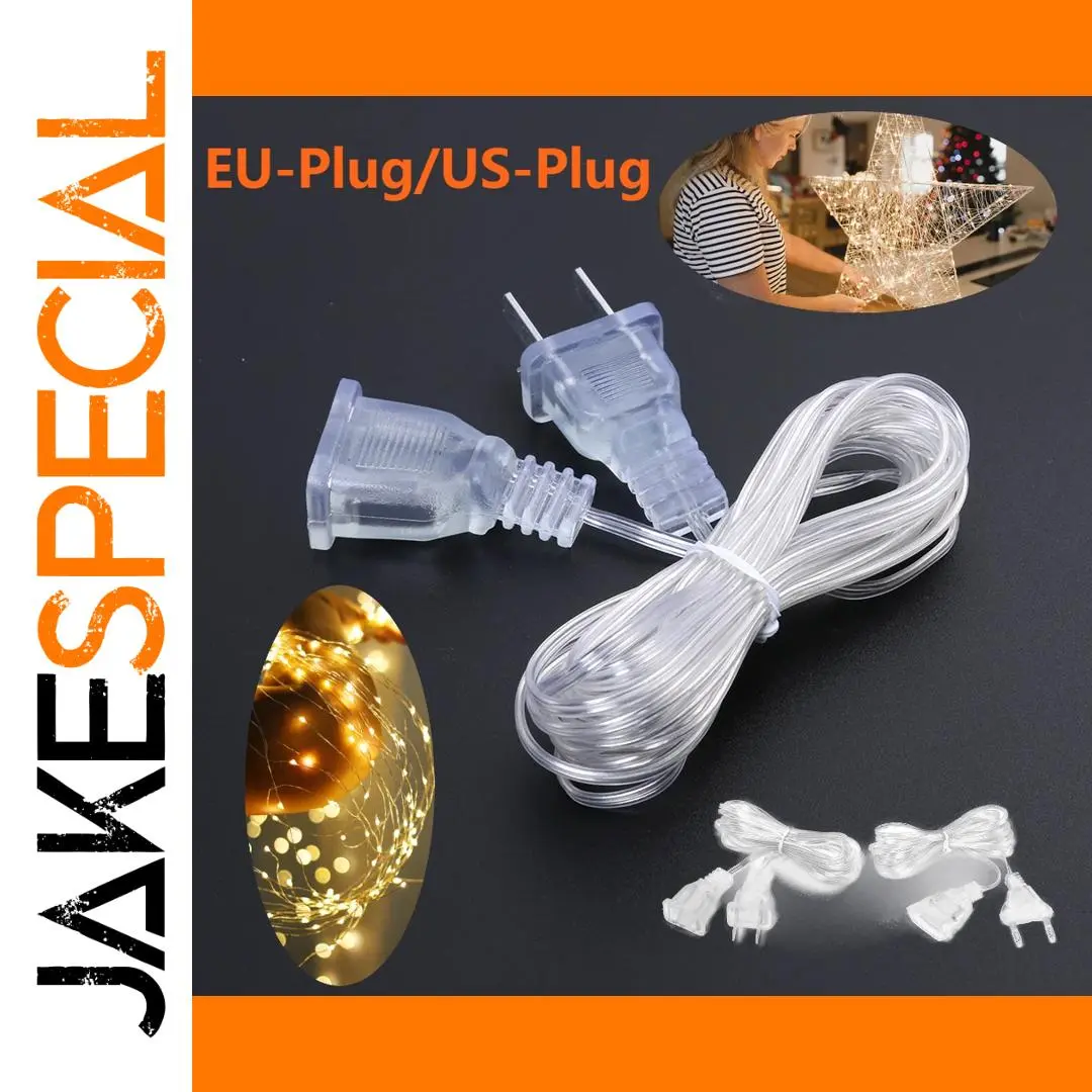 Transparent Power Extension Cable, 3m, EU/US Plug 1 Transparent Power Extension Cable, 3m, EU/US Plug