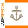 Elegant Gold-Tone Anchor Brooch with Rhinestones
