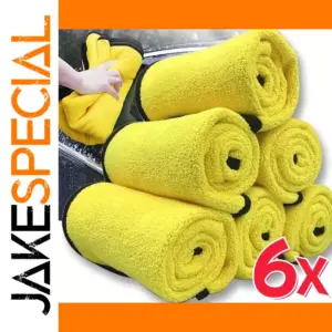 Bright Yellow Microfiber Towels for Car Care Set of 6