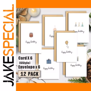 Elegant Minimalist Birthday Card Set with Envelopes