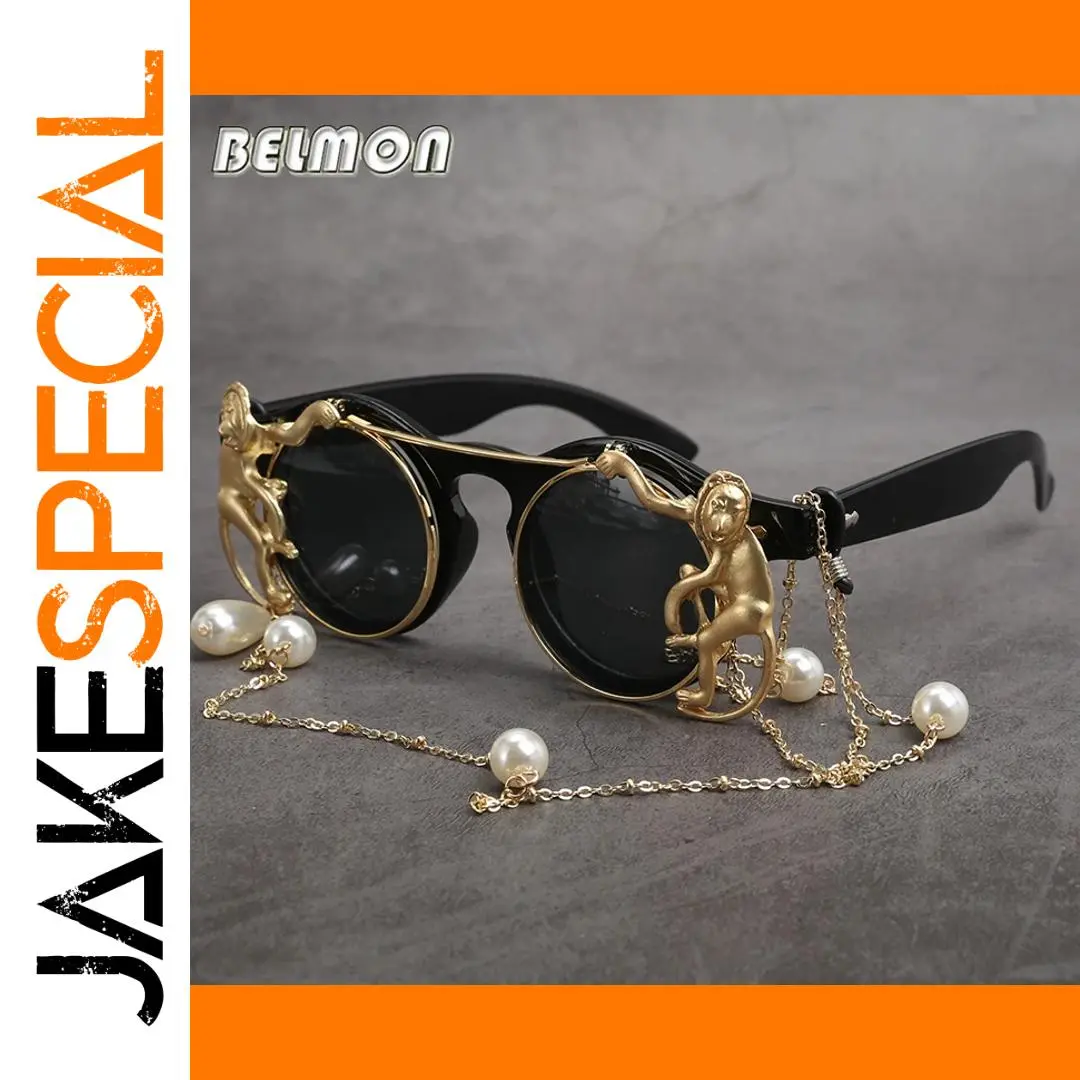Vintage Steampunk Fashion Sunglasses with Gold Embellishments 1 Vintage Steampunk Fashion Sunglasses with Gold Embellishments